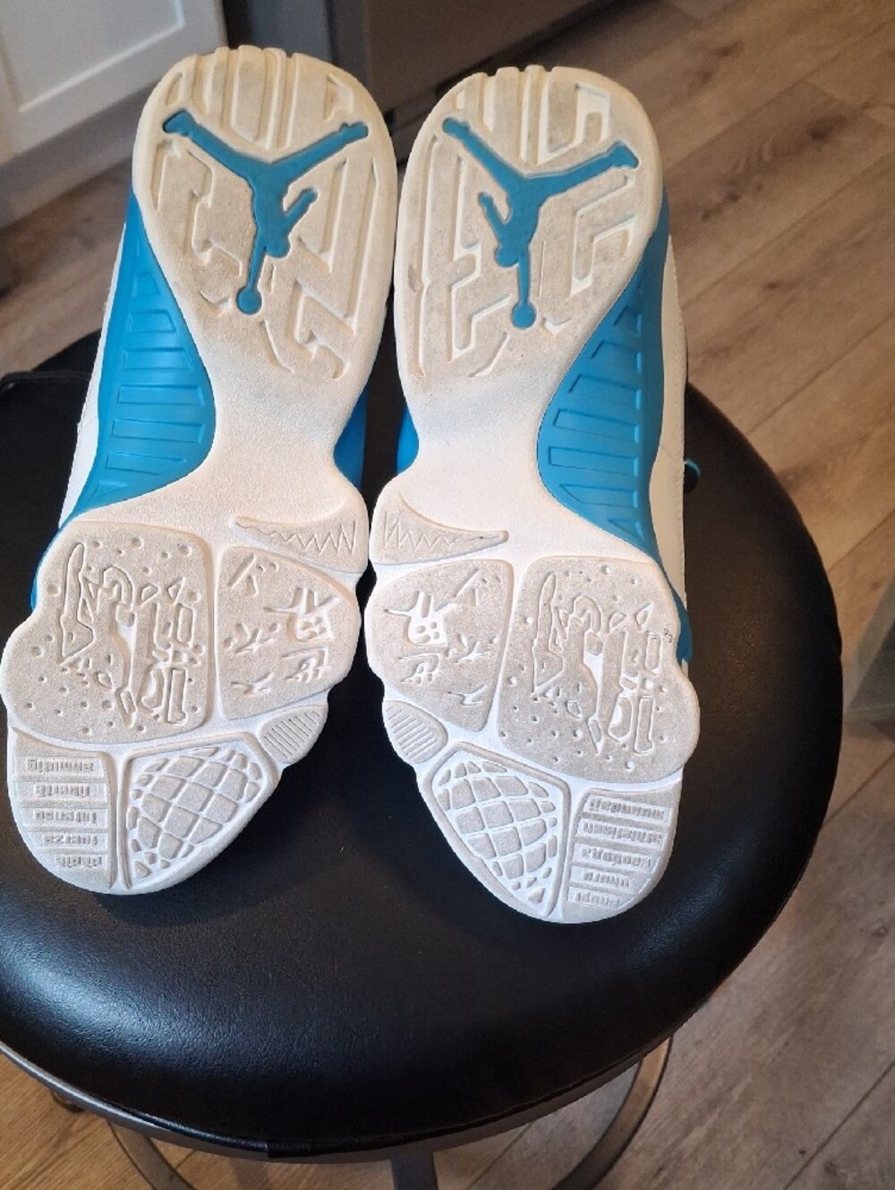 Jordan White & Turquoise High-Top Basketball Shoes - Picture 5 of 7